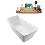 62" Soaking Freestanding Tub and Tray With Internal Drain