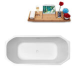 63" Edge Soaking Freestanding Tub and Tray With Internal Drain