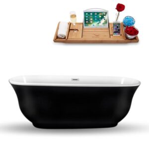 67" Freestanding Tub and Tray With Internal Drain