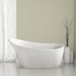 59" Soaking Freestanding Tub and Tray With Internal Drain