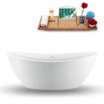 75" Freestanding Tub and Tray With Internal Drain