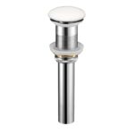 Solid Brass Construction Pop-up Drain W/ White Ceramic Finish – No Overflow