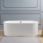 67" Cast Iron Soaking Freestanding Tub and Tray with Internal Drain