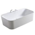 Aquamoon Florida 60" Acrylic Freestanding Bathtub Contemporary Soaking Tub With Chrome Overflow And Drain Color White Matte