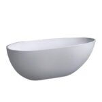 Aquamoon Tenna 60" Acrylic Freestanding Bathtub Contemporary Soaking Tub With Chrome Overflow And Drain Color White