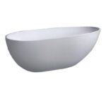 Aquamoon Tenna 60" Acrylic Freestanding Bathtub Contemporary Soaking Tub With Chrome Overflow And Drain Color White