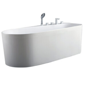Aquamoon Toronto 67" Acrylic Freestanding Bathtub Contemporary Soaking Tub With Chrome Overflow And Drain Color White Matte